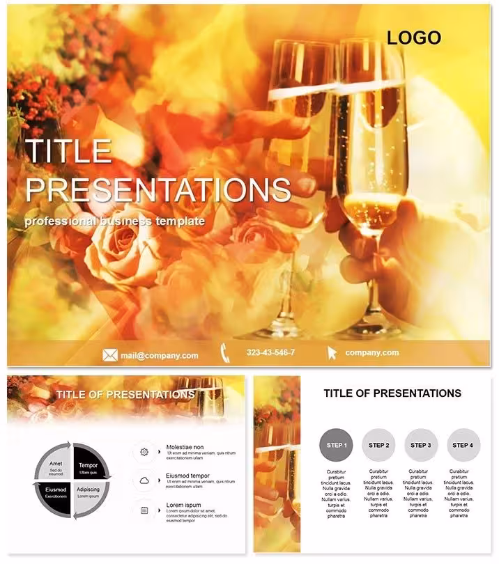 Flowers and Champagne PowerPoint Template for Celebrations