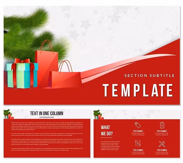 Gifts Near Christmas Tree Keynote templates