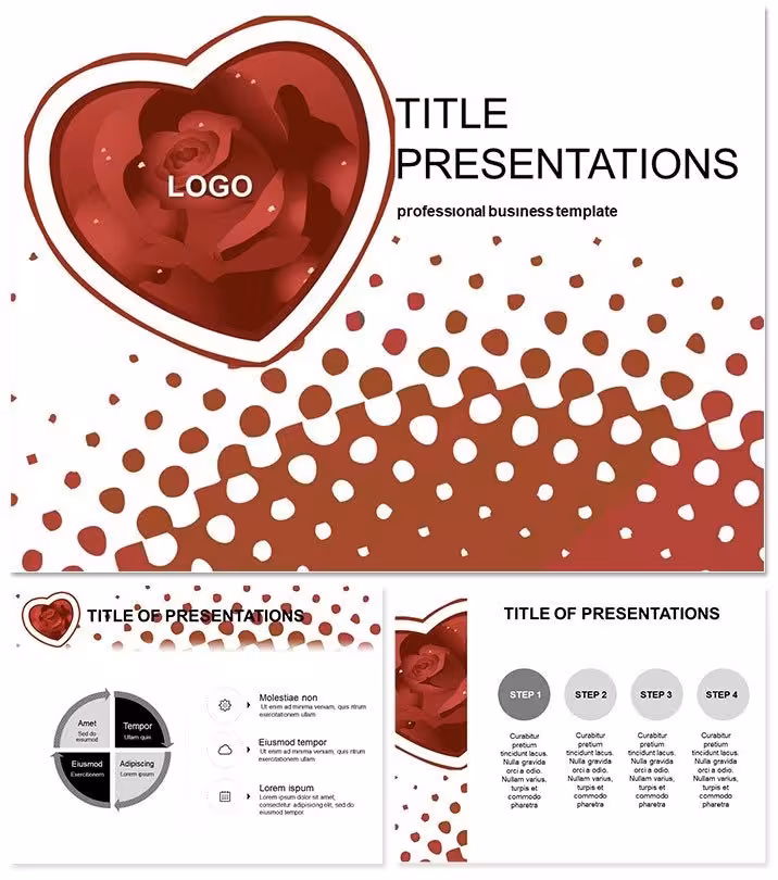 Rose Heart PowerPoint Template for Love Notes
