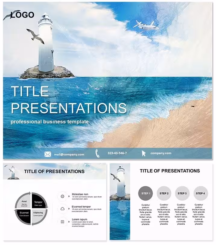 Sea and Lighthouse PowerPoint Template: Beacon Your Vision