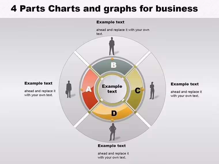 4 Parts Pie and Graphs Business Keynote Charts