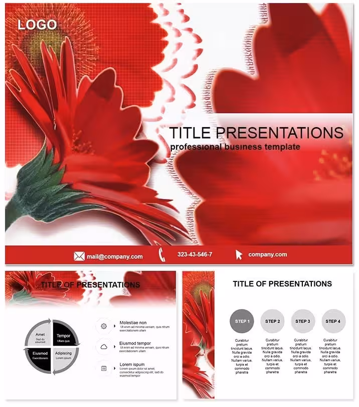 Bold Red Wild Flower Business PPT Template