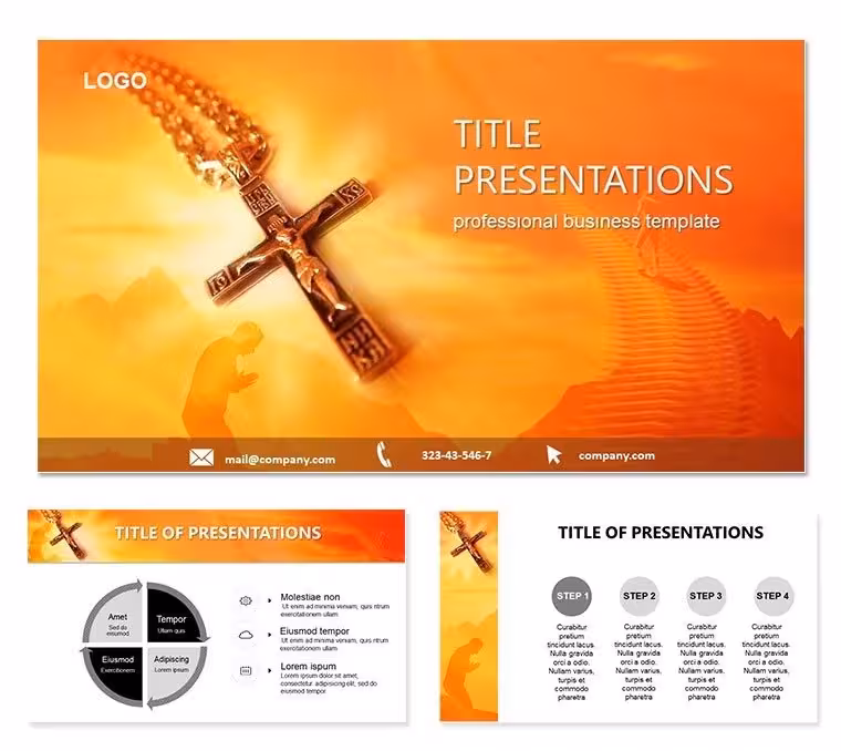 Religion Cross PowerPoint Template: Bridge the Divine Divide