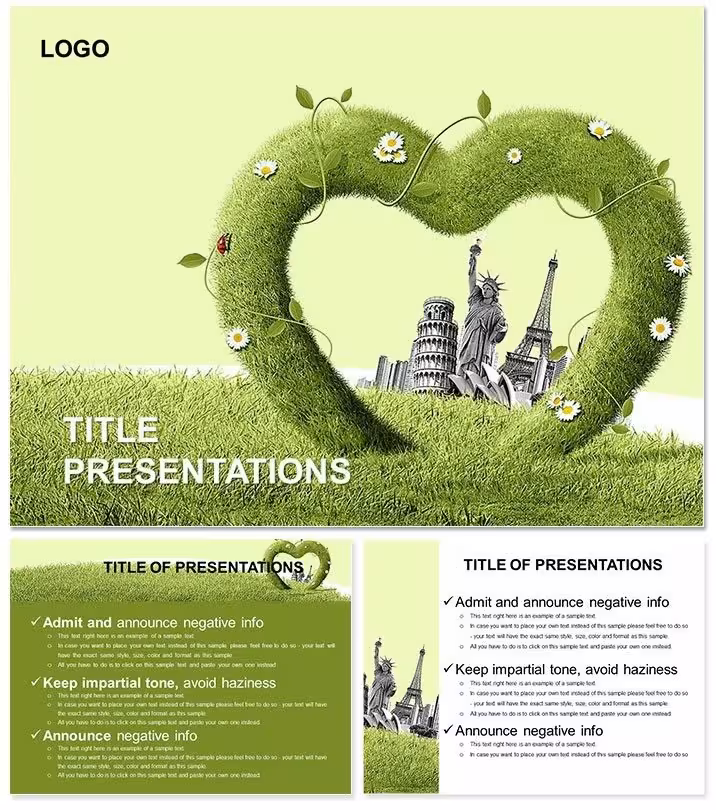 Love to Tourist Attractions PowerPoint Template: Map Memories That Move