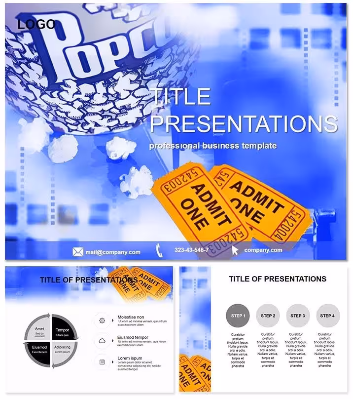 Movie Tickets Popcorn PowerPoint Template: Lights, Camera, Impact!