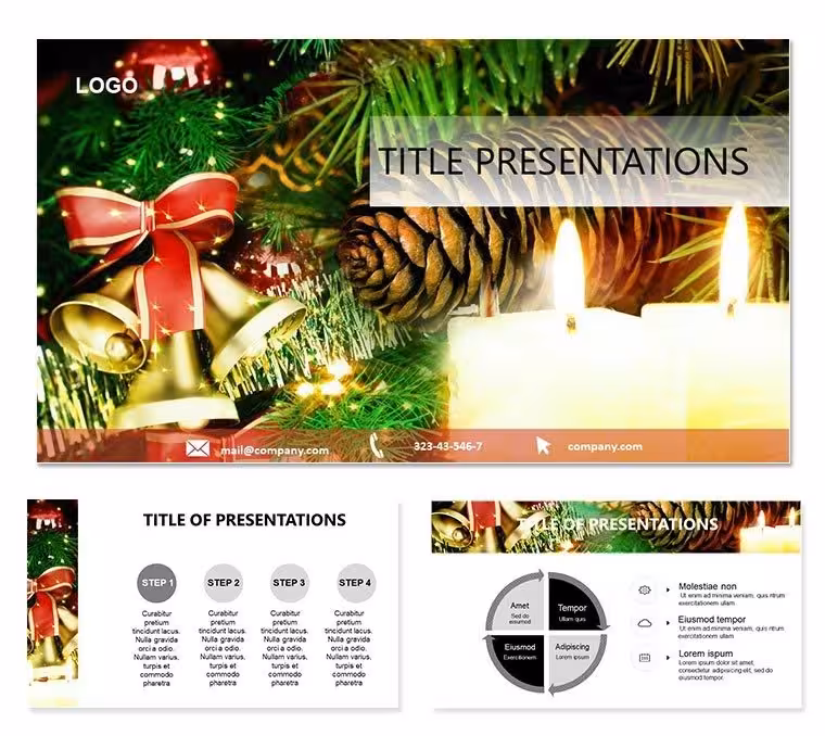 Christmas Bells, Candles Keynote Templates