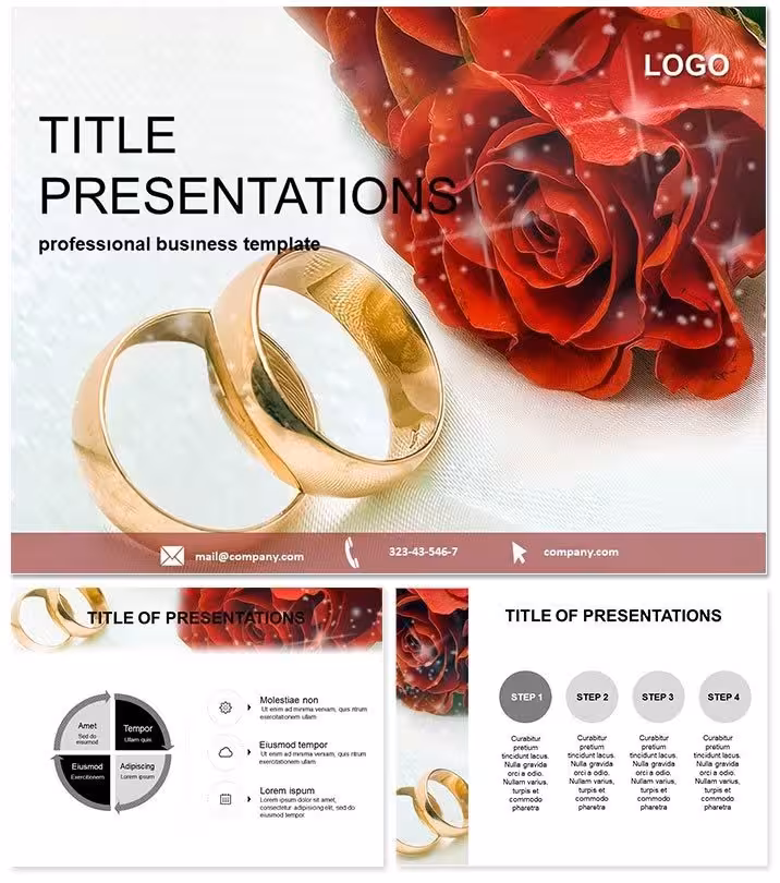 Wedding Ring and Rose PowerPoint Template: Petals of Passion