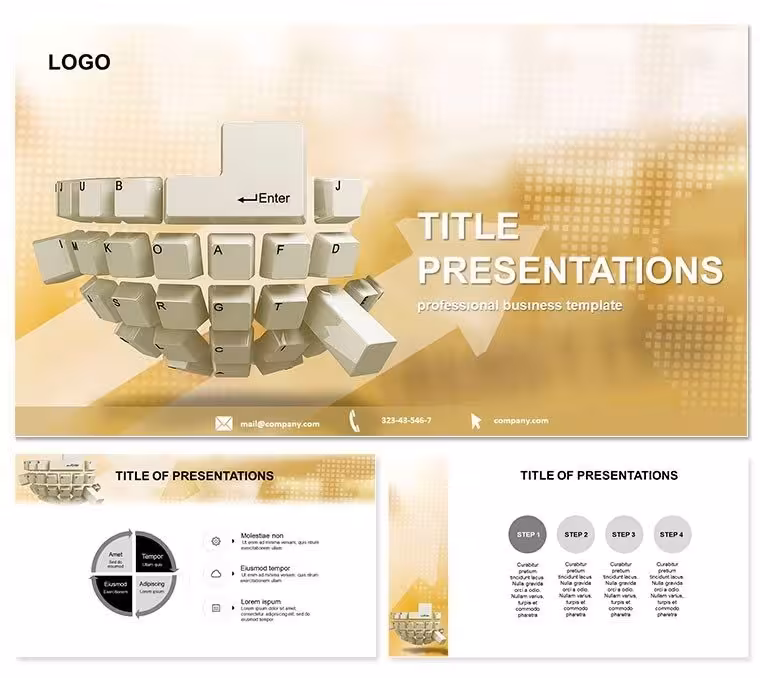 Online Education Button Keypad PowerPoint Template