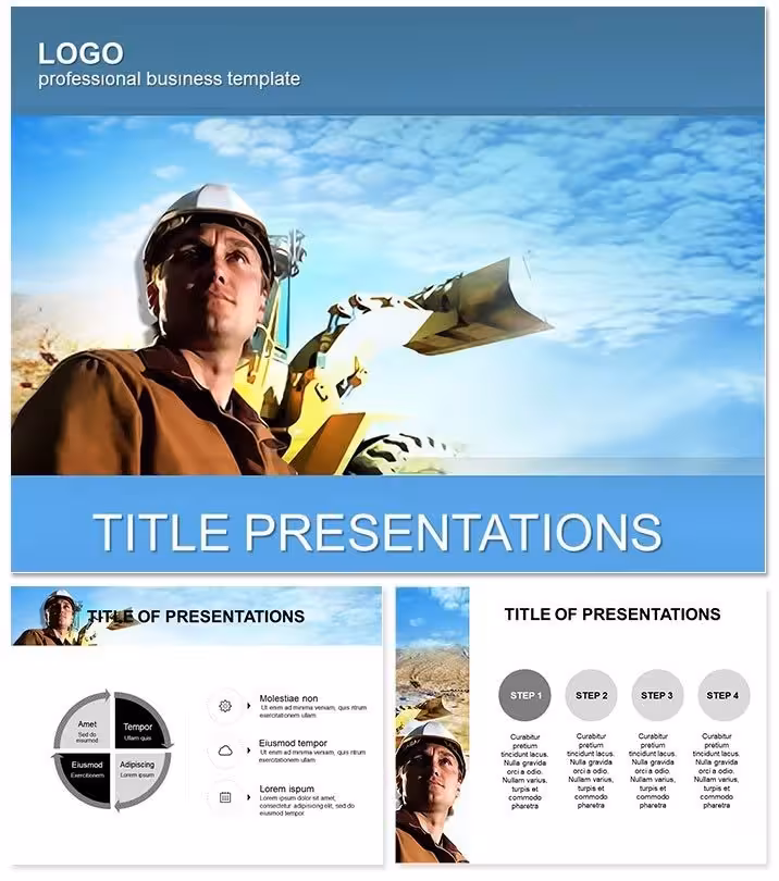 Worker and Excavator PowerPoint Templates