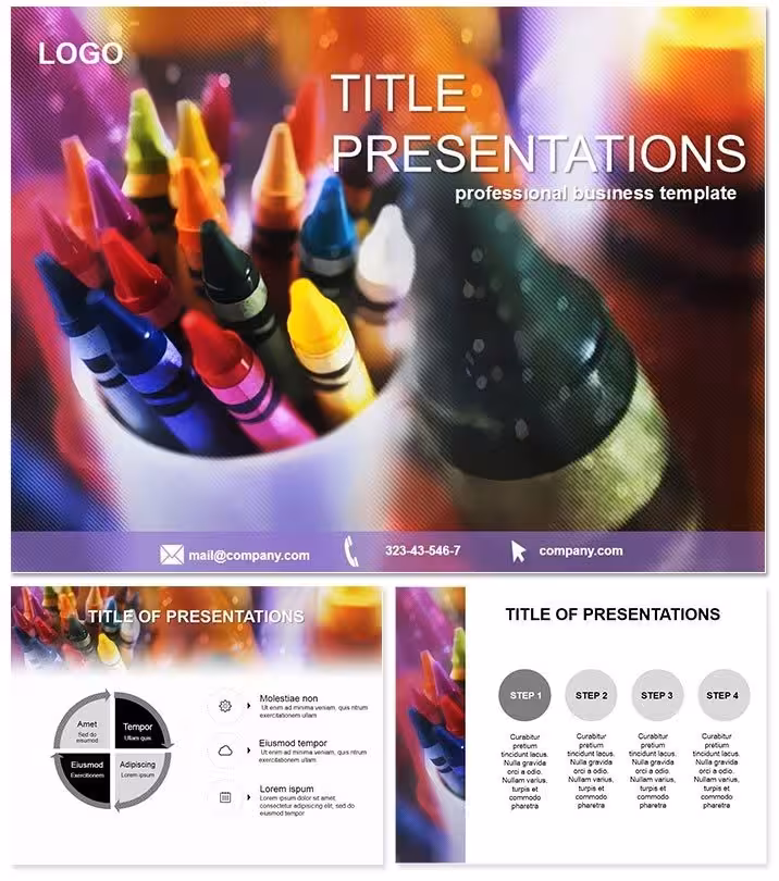 Colored Pencils for Children PowerPoint Template