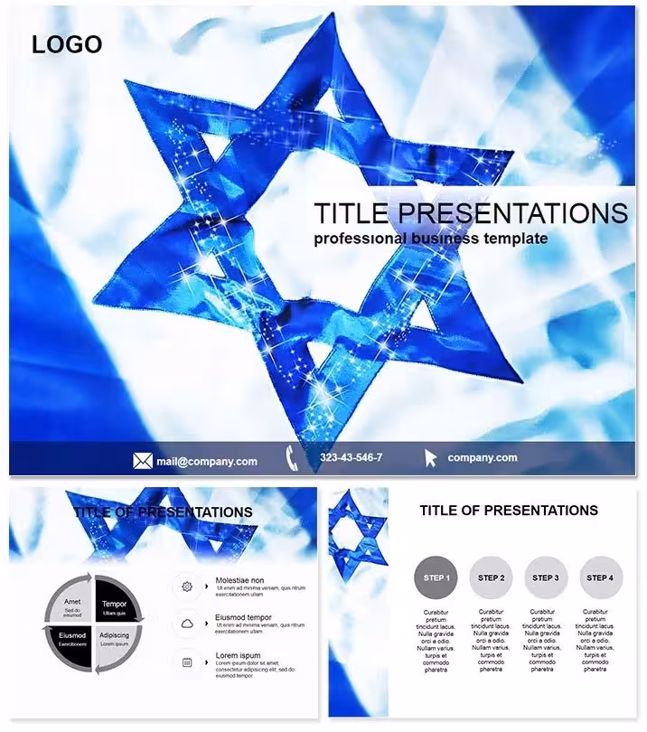 Israel Flag Themed PowerPoint Template Design