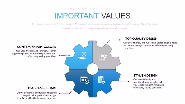 4 Sector Gears Keynote Charts - Editable | ImagineLayout