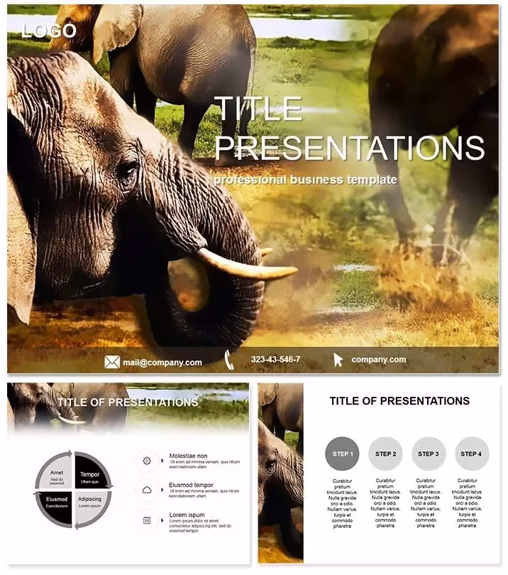 African Savanna Elephants PowerPoint Template