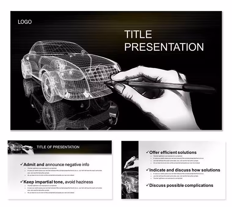 3D Car Sketching PowerPoint Template