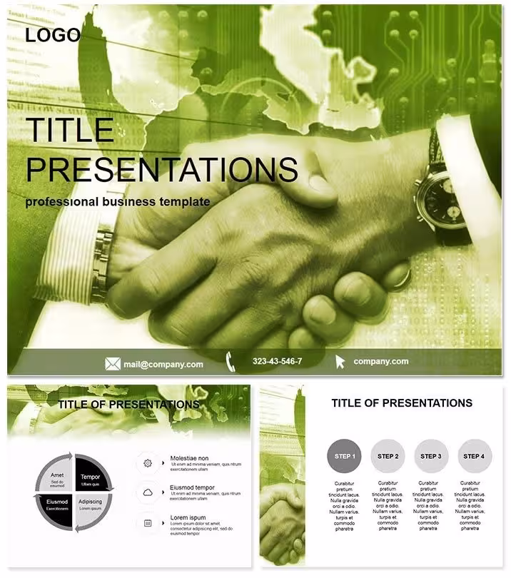 Business Handshake PowerPoint Template - Editable Partnership Slides for Board Meetings | Instant Download