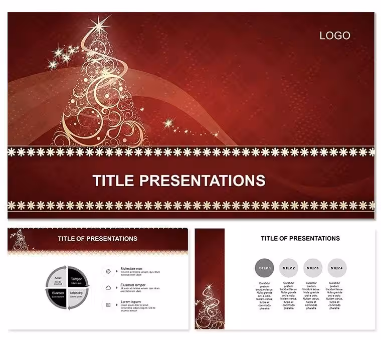 Glowing Illuminated Christmas Tree PowerPoint Template