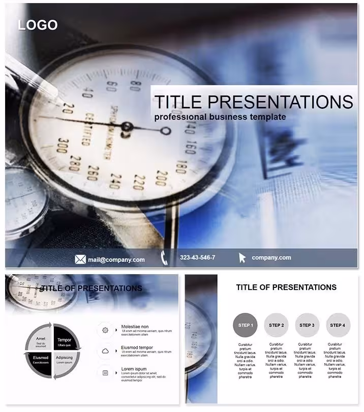Pressure Gauge PowerPoint Template: Measure Medical Narratives Precisely