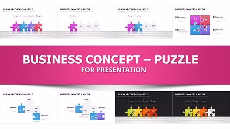 Puzzle Pieces Keynote Charts Template | Fully Editable Business Concepts | Instant Download