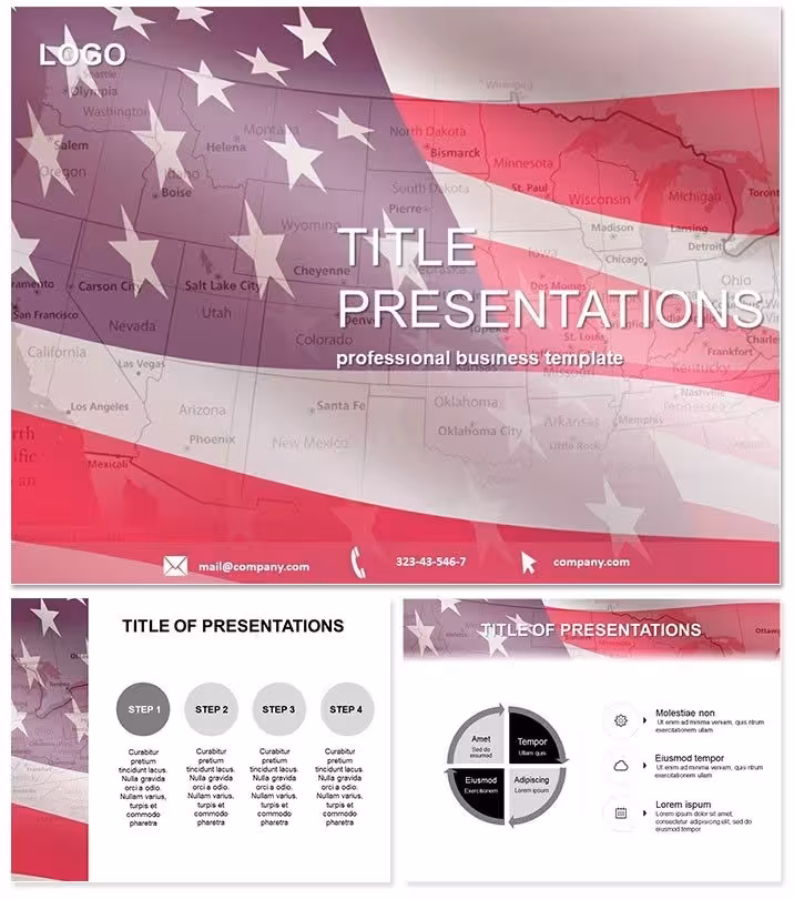 Map America`s Story: US States Flags Keynote