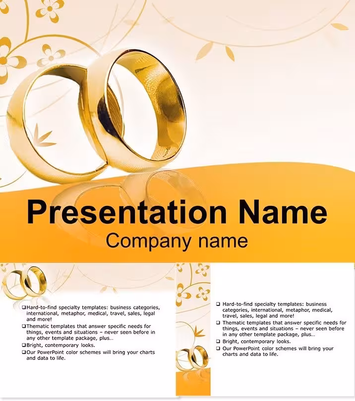 Gold Engagement Rings PowerPoint Template: Luxe Visual Legacy