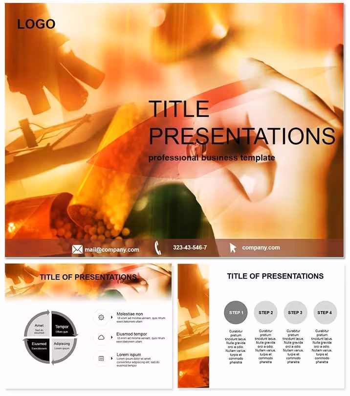 Manufacturing Pills Chemistry PowerPoint Template: Forge Pharma Futures