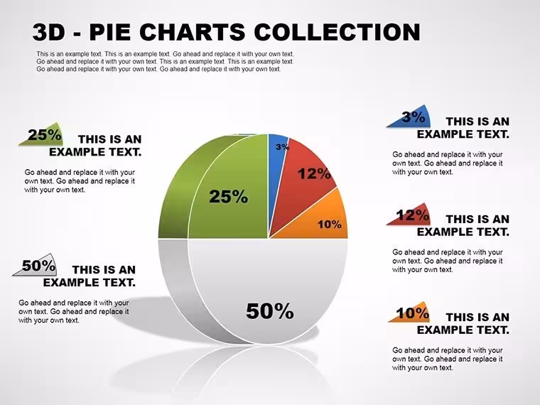 3D Pie Collection Keynote Charts Template