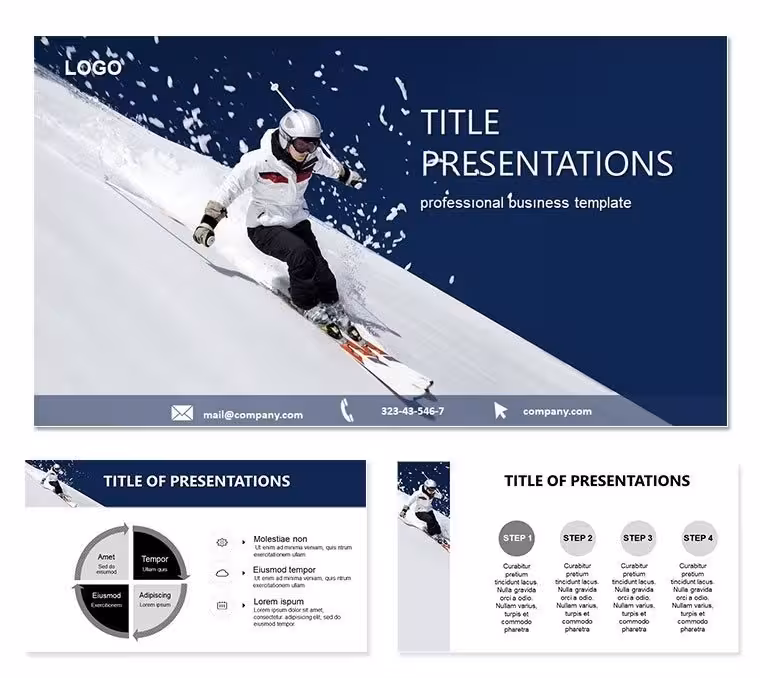 Skier Ski Resort PowerPoint Template: Carving Paths to Resort Reverie
