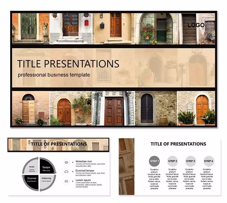 Architecture Entrance Doors PowerPoint Template: Fortify Your Design Discussions
