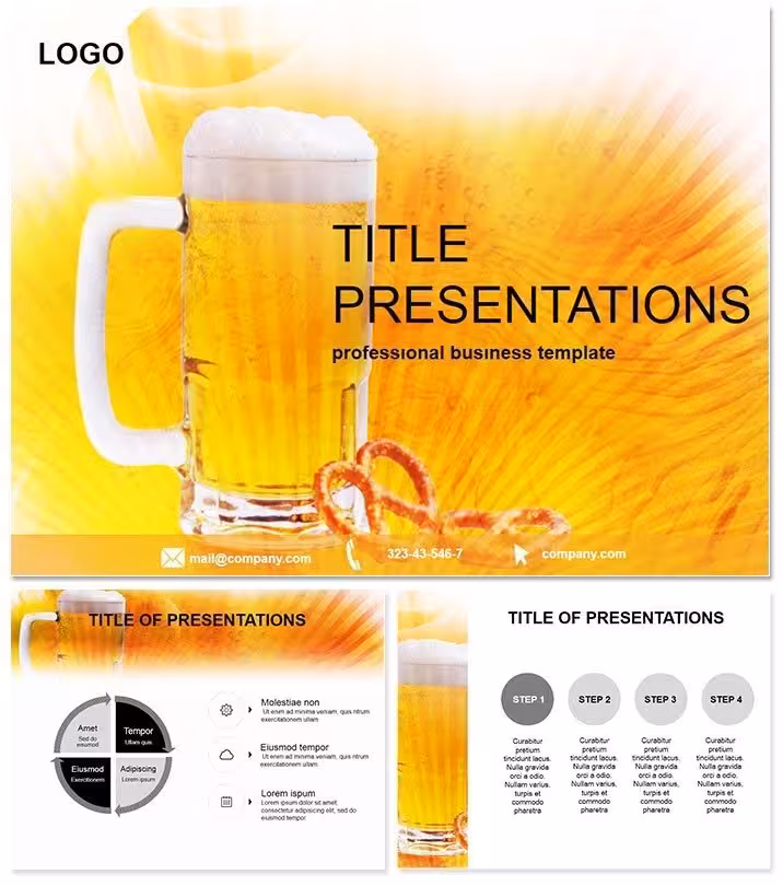 Glass of Beer PowerPoint Template for Bar and Leisure Pros