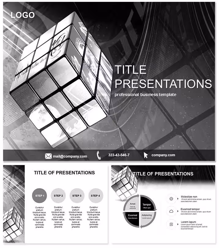 3D Cube Solving Keynote Template: Puzzle Mastery Unleashed