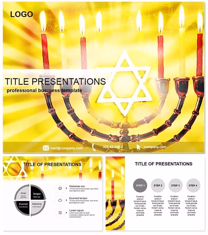 Jewish Candle PowerPoint Template for Festival Radiance