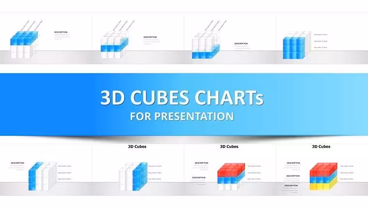 3D Cube Infographics Keynote Template - 42 Fully Editable Charts | Instant Download