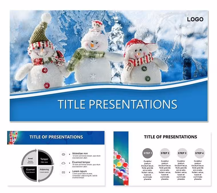 Three Snowmen PowerPoint Template: Snowball Your Holiday Charm
