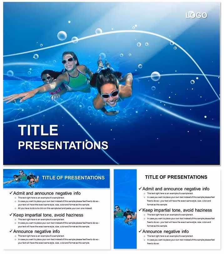 Children Swim PowerPoint Template: 28 Aquatic Slides