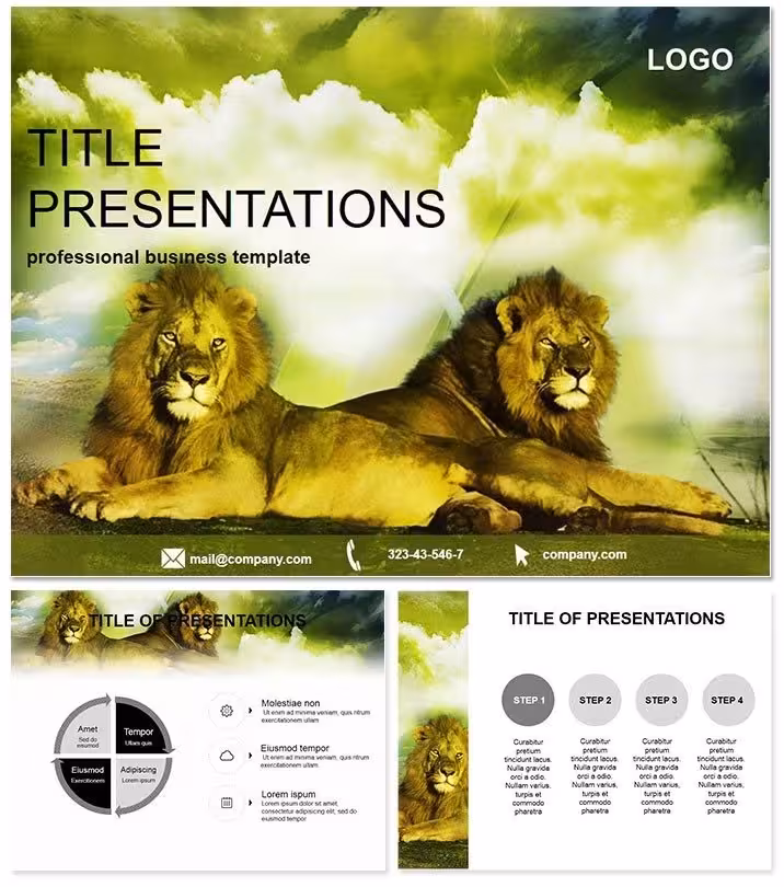 Lions PowerPoint Template: Unleash the Savanna`s Roar