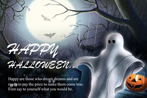 Ghost and moon Postcards template