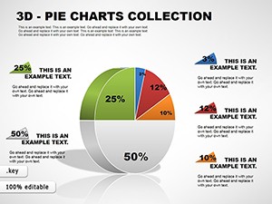 3D Pie Collection Keynote charts template for Presentation