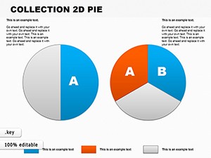 Collection 2D Pie Keynote charts template for presentation