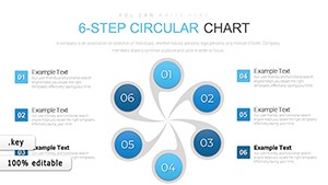 6 Step Circular Charts Template for Keynote Presentation