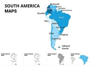 Maps of South America Keynote template for presentation