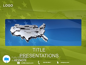 3D Map and Flag of USA Template for Keynote Presentation