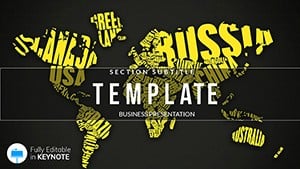 World map with names of countries Keynote template