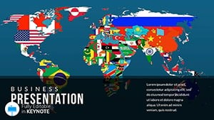 Flags of countries on the world map Keynote Template