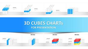 3D Cubes PowerPoint charts template for presentations