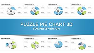 3D Puzzle Pie PowerPoint Charts Template for Presentation