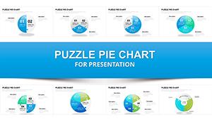 Colored Puzzle Pie PowerPoint Charts