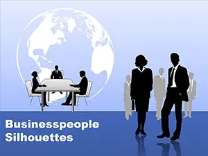 Business People Silhouettes PowerPoint Charts Template