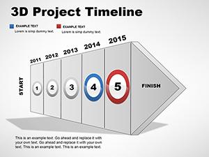 3D Project Timeline PowerPoint charts