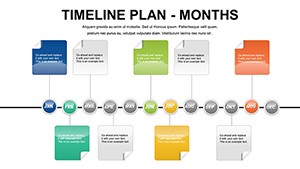 Free TimeLine Plan Months PowerPoint Charts - Download Template