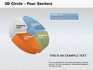 3D Circle Four Sectors PowerPoint Charts